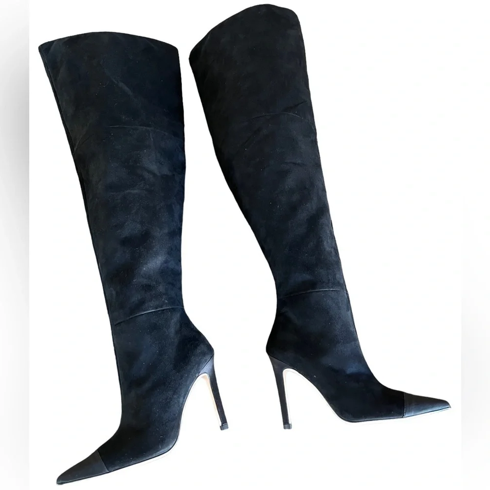 NWOT GOOD AMERICAN Over the Knee Slouch Boot Black 4
